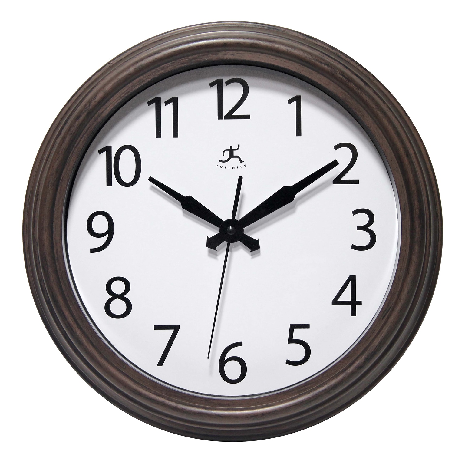 Infinity Instruments 12 Round Wall Clock, Antique Brown Finish Case  (15355WL-4255)