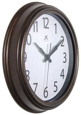 Infinity Instruments 12" Round Wall Clock, Antique Brown Finish Case  (15355WL-4255)