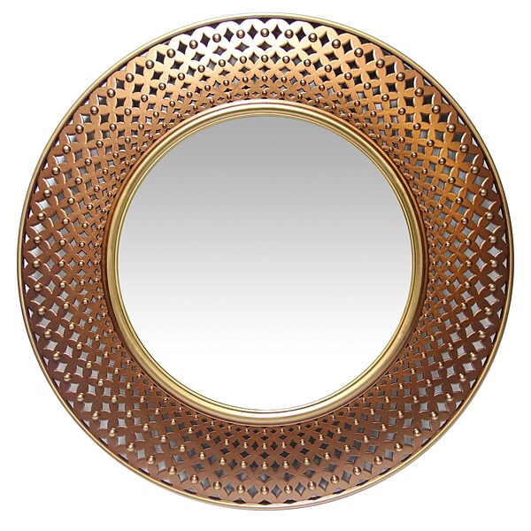 Infinity Instruments 15.75 Round Wall Mirror, Gold/Copper Finish (15367GD)