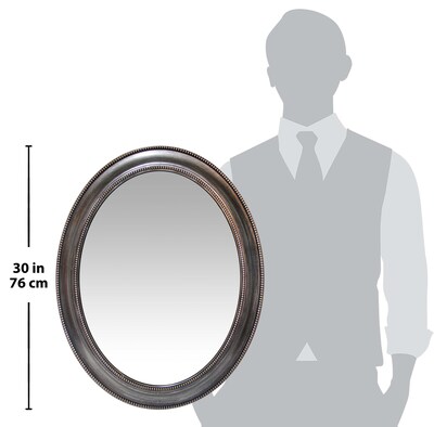 Infinity Instruments 30" Oval Wall Mirror, Antique Silver Finish  (15370AS)
