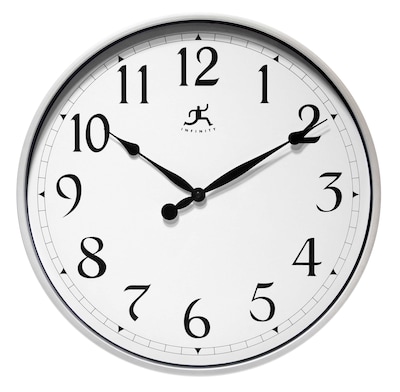 Infinity Instruments 18 Round Wall Clock, Silver Finish  (15419SV-1567)