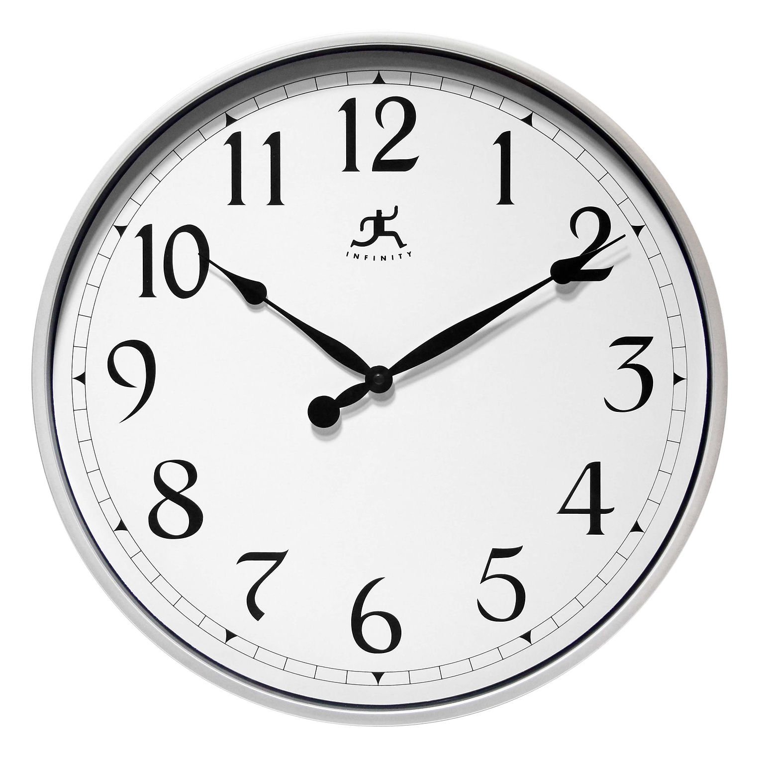 Infinity Instruments 18 Round Wall Clock, Silver Finish  (15419SV-1567)