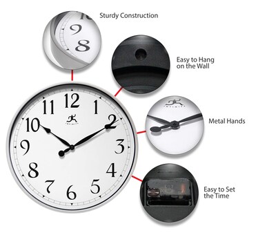 Infinity Instruments 18" Round Wall Clock, Silver Finish  (15419SV-1567)