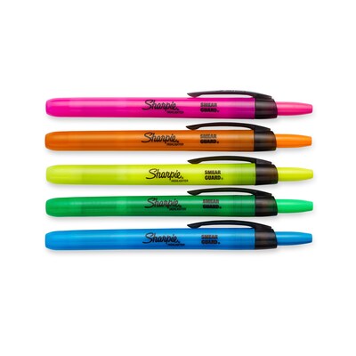 Sharpie Retractable Highlighter, Chisel Tip, Assorted, 5/Pack (28175PP)