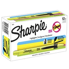 Sharpie Retractable Highlighter, Chisel Tip, Yellow, Dozen (28025)