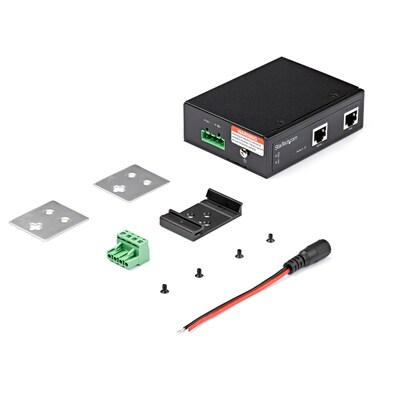 Industrial Gigabit Ethernet PoE Injector 30W 802.3at PoE+ Midspan 48V-56VDC Power Over Ethernet Injector Adapter -40C to +75C