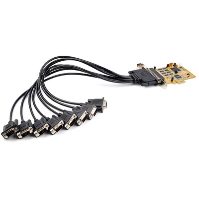 8-Port PCI Express RS232 Serial Adapter Card - PCIe to Serial DB9 RS232 Controller Card - 16C1050 UART - 15kV ESD - Win/Linux