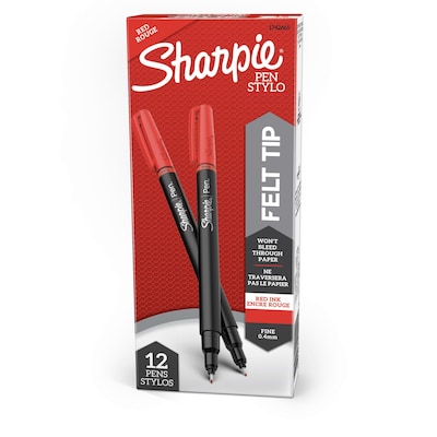 Sharpie Felt Pen, Fine Point, Red Ink, Dozen (1742665)