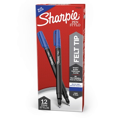 Sharpie Felt Pen, Fine Point, 0.4 mm, Blue Ink, Dozen (1742664)