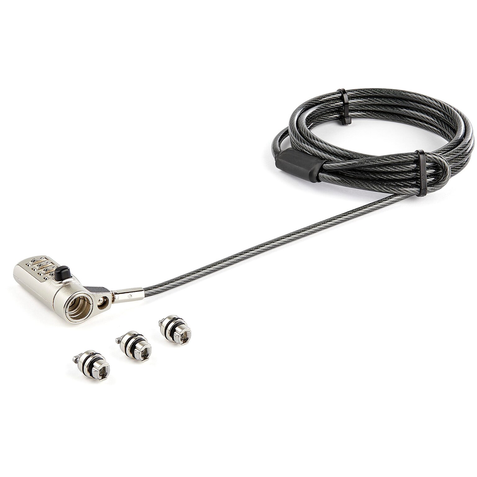 6.5 (2m) 3-in-1 Universal Laptop Cable Lock - 4-Digit Combination Security Lock for K-Slot, Nano & Wedge Slot Desktop/Laptop