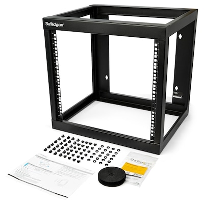 9U 19 Wall Mount Network Rack - 17 Deep Open Frame for Server Room AV/Data/Patch Panel/IT/Computer Equipment w/Cage Nuts