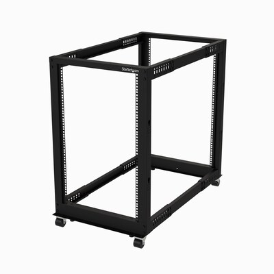 18U 19 Open Frame Server Rack - 4 Post, Adjustable Depth 22 to 40 - Mobile Network Equipment Rack - HP ProLiant ThinkServer