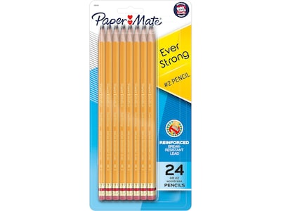 Paper Mate EverStrong Pre-Sharpened Wooden Pencil, 1.3mm, #2 Medium Lead, 2  Dozen (2065460)