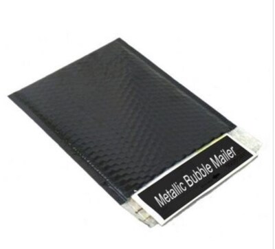 7 x 6.75 Metallic Bubble Mailer, Black, 250/Carton (MBM7675B)