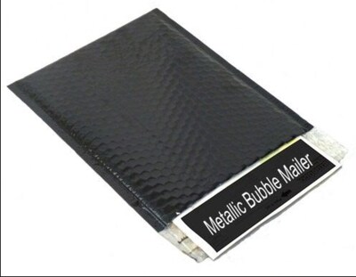 9 x 11.5 Metallic Bubble Mailer, Black, 100/Carton (MBM9115B)