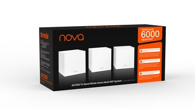 Tenda Nova AC Tri Band Mesh WiFi 5 System, White, 3/Pack (NOVA MW12 3PK)