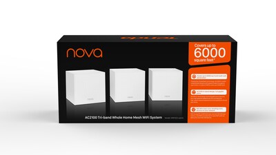 Tenda Nova AC Tri Band Mesh WiFi 5 System, White, 3/Pack (NOVA MW12 3PK)