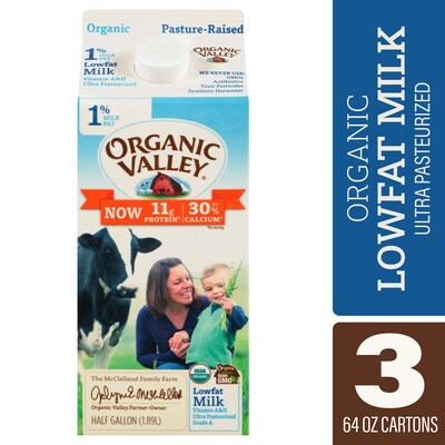 Organic Valley 1% Milk, 64 oz., 3/Pack (307-00349)