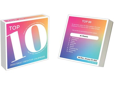 2022 TF Publishing 5.25 x 5.25 Daily Calendar, Top Ten, Blue/Orange/Pink (22-3212)