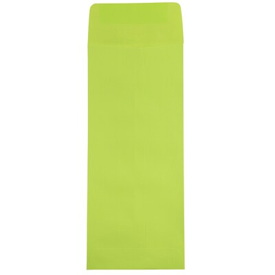 JAM Paper Open End #12 Currency Envelope, 4 3/4" x 11", Brite Hue Lime Green, 50/Pack (3156398I)