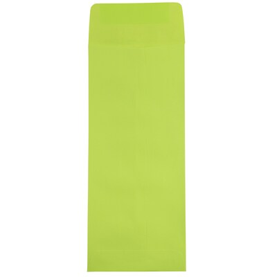 JAM Paper Open End #12 Currency Envelope, 4 3/4 x 11, Brite Hue Lime Green, 50/Pack (3156398I)