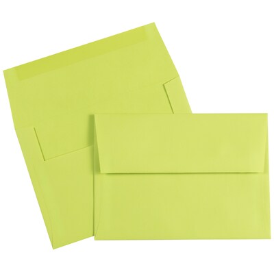 JAM Paper A7 Colored Invitation Envelopes, 5.25 x 7.25, Ultra Lime Green, 50/Pack (96151I)