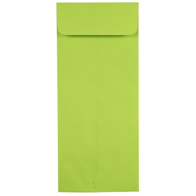 JAM Paper Open End #10 Currency Envelope, 4 1/8 x 9 1/2, Ultra Lime Green Brite Hue, 50/Pack (1587