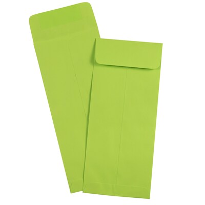 JAM Paper Open End #10 Currency Envelope, 4 1/8" x 9 1/2", Ultra Lime Green Brite Hue, 50/Pack (15870I)