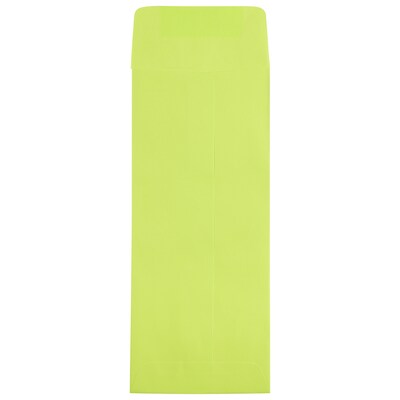 JAM Paper Open End #11 Currency Envelope, 4 1/2 x 10 3/8, Ultra Lime Green Brite Hue, 50/Pack (315