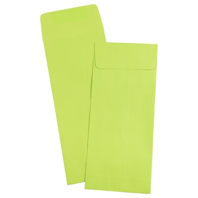 JAM Paper Open End #11 Currency Envelope, 4 1/2" x 10 3/8", Ultra Lime Green Brite Hue, 50/Pack (3156392I)