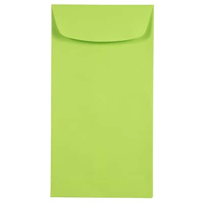 JAM Paper #7 Coin Business Colored Envelopes, 3.5 x 6.5, Ultra Lime Green, Bulk 500/Box (1526752H)