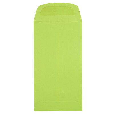 JAM Paper #7 Coin Business Colored Envelopes, 3.5 x 6.5, Ultra Lime Green, Bulk 500/Box (1526752H)