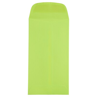 JAM Paper #5.5 Coin Business Colored Envelopes, 3.125 x 5.5, Ultra Lime Green, 100/Pack (356730546B)