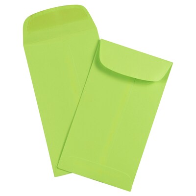 JAM Paper #5.5 Coin Business Colored Envelopes, 3.125 x 5.5, Ultra Lime Green, 100/Pack (356730546B)