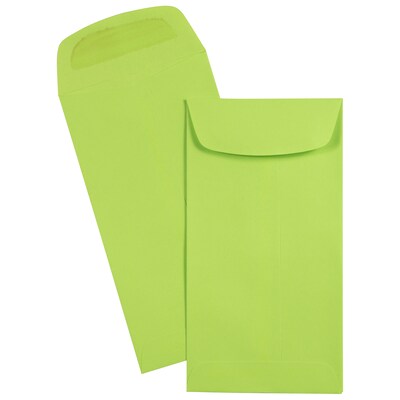 JAM Paper #7 Coin Business Colored Envelopes, 3.5 x 6.5, Ultra Lime Green, 50/Pack (1526752I)