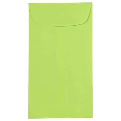 JAM Paper #6 Coin Business Colored Envelopes, 3.375 x 6, Ultra Lime Green, 100/Pack (356730556B)