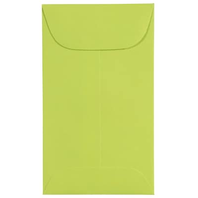 JAM Paper #3 Coin Business Colored Envelopes, 2.5 x 4.25, Ultra Lime Green, Bulk 500/Box (356730536H