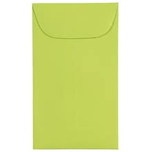 JAM Paper #3 Coin Business Colored Envelopes, 2.5 x 4.25, Ultra Lime Green, Bulk 500/Box (356730536H