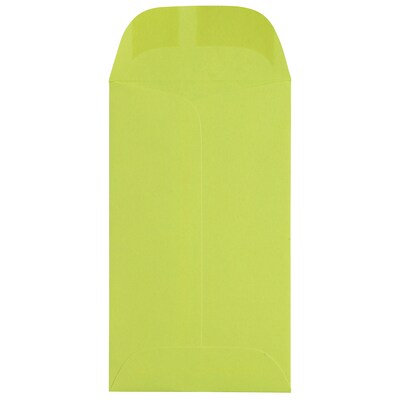 JAM Paper #3 Coin Business Colored Envelopes, 2.5 x 4.25, Ultra Lime Green, Bulk 500/Box (356730536H