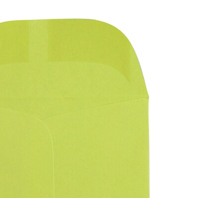 JAM Paper #3 Coin Business Colored Envelopes, 2.5 x 4.25, Ultra Lime Green, Bulk 500/Box (356730536H)