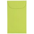 JAM Paper #3 Coin Business Colored Envelopes, 2.5 x 4.25, Ultra Lime Green, 100/Pack (356730536B)