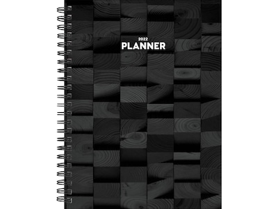 2022 TF Publishing 6 x 8 Weekly & Monthly Planner, Wood Blocks, Black (22-9106)