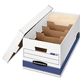 STOR/FILE Medium-Duty Storage Boxes with Dividers, Letter Files, 12.88 x 25.38 x 10.25, White/Blue, 12/Carton