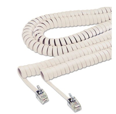 Softalk Coiled Phone Cord, Plug/Plug, 25ft., Beige (SOF42260)