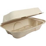 World Centric Fiber Hinged Hoagie Box Containers, 9 x 6 x 3, Natural, 500/Carton