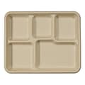 World Centric Fiber Trays, School Tray with Five-Compartments, 10.5 x 8.5 x 1, Natural, 400/Carton