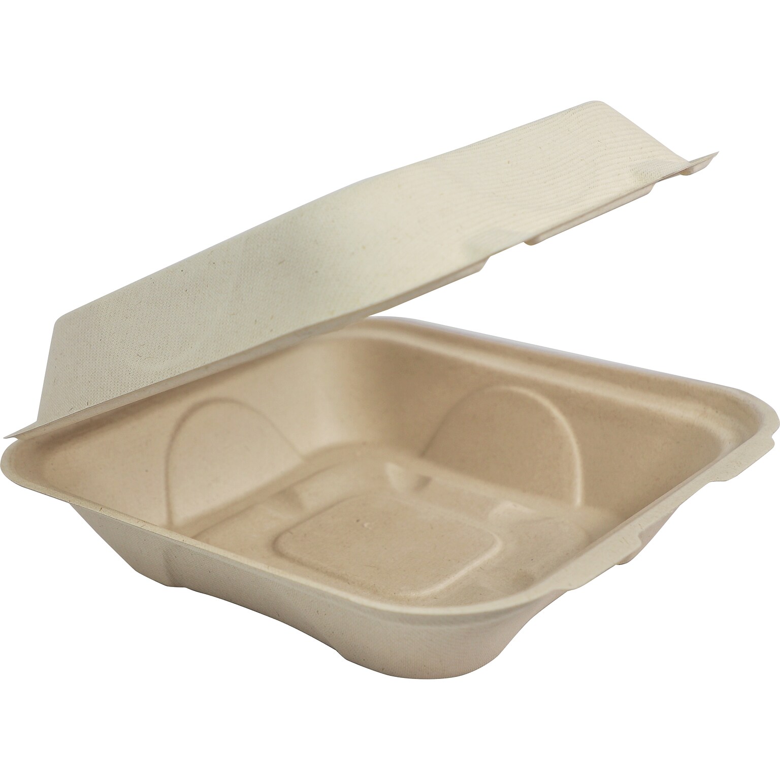 World Centric Fiber Hinged Containers, 9 x 9 x 3, Natural, 300/Carton
