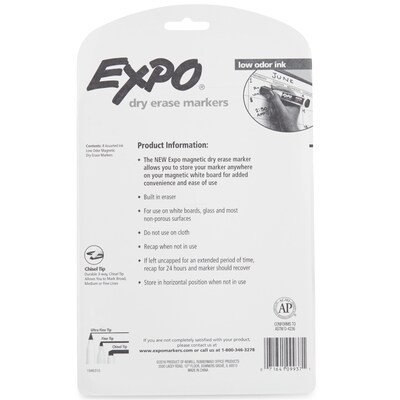 Expo Magnetic Dry Erase Markers, Chisel Tip, Assorted, 8/Pack (1944741)