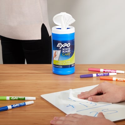 Expo Whiteboard Care Dry Erase Wipes, 5.5 x 10, White, 50/Container (81850)