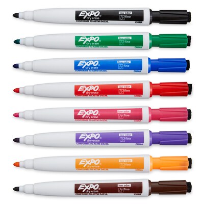 Expo Magnetic Tank Dry Erase Marker, Fine Tip, Assorted, 8/Pack (1944748)
